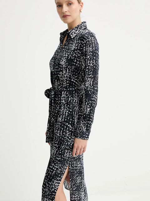 Calvin Klein sukienka kolor czarny midi rozkloszowana LV044C060G