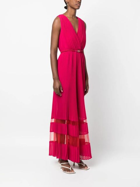 TWINSET pleated stripe-panel jumpsuit - Pink