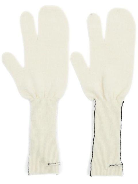 MM6 Maison Margiela contrast-trim ribbed-knit gloves - Neutrals - zdjęcie produktu nr 1
