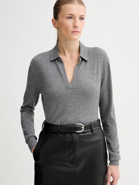 Calvin Klein sweter z dodatkiem wełny damski kolor szary lekki LV044A305G - zdjęcie produktu nr 1