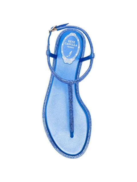 René Caovilla Diana crystal-embellished metallic-finish sandals - Blue
