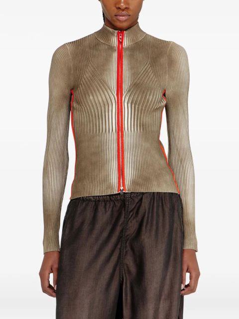 Diesel M-Sarda ribbed-knit zip-up cardigan - Brown