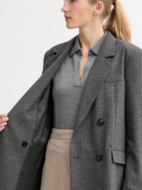 Marc O'Polo marynarka z dodatkiem wełny kolor szary dwurzędowa wzorzysta 510023780031