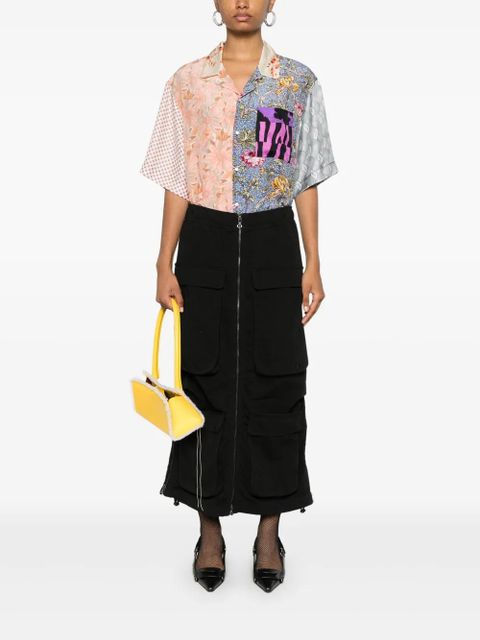 Marine Serre mix-print silk shirt - Neutrals