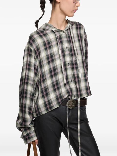 Acne Studios hooded plaid top - Black