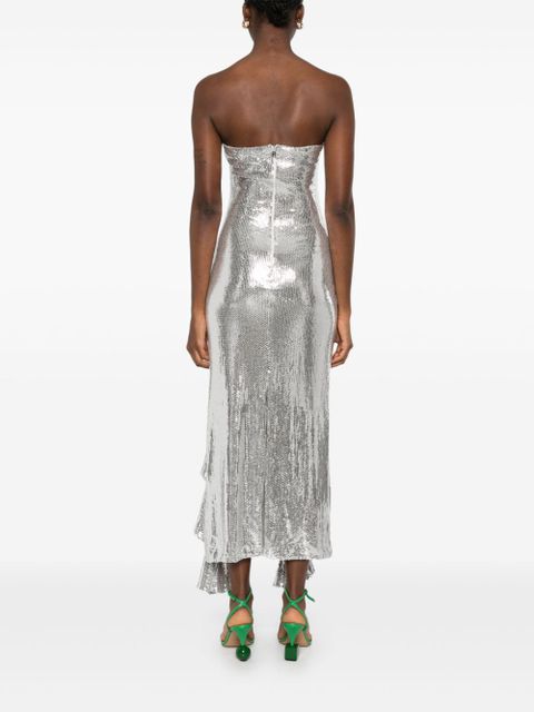 ROTATE BIRGER CHRISTENSEN ruffled-trim sequinned maxi dress - Silver