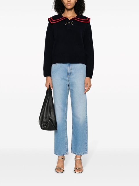 SANDRO logo-embroidered straight-leg jeans - Blue