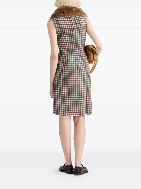Prada checked-pattern midi dress - Brown