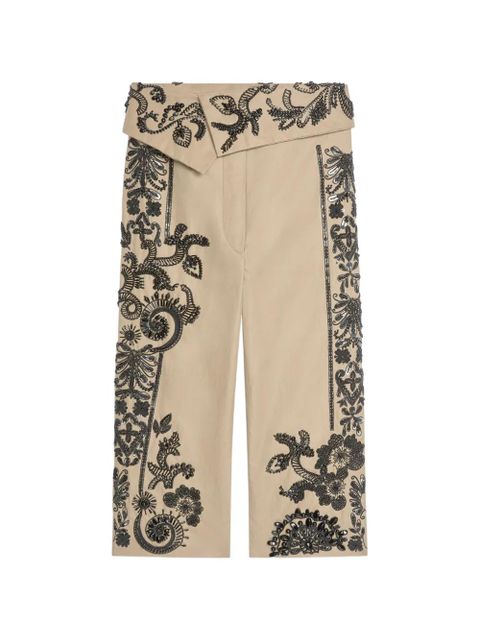 DRIES VAN NOTEN embroidered capri pants - Neutrals - zdjęcie produktu nr 1