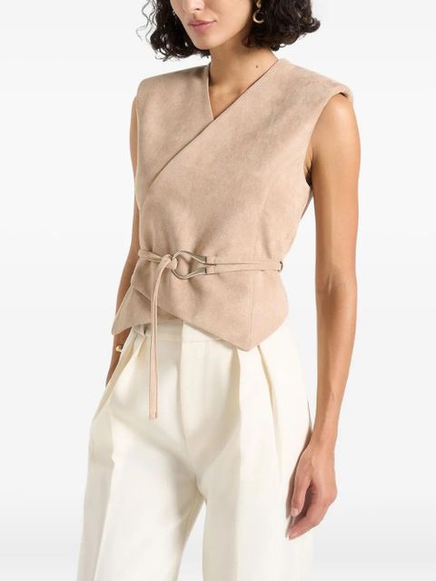 Manière De Voir Jeanne wrap-belt suede waistcoat - Neutrals - zdjęcie produktu nr 2
