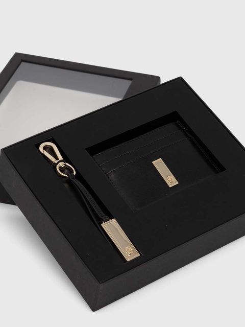 BOSS etui na karty skórzane kolor czarny 50523660