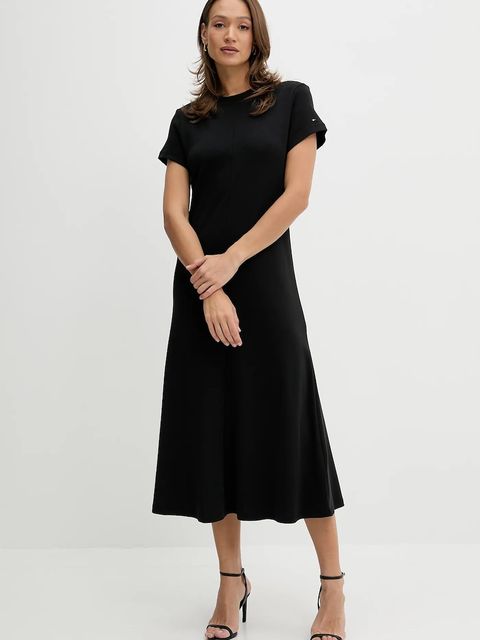 Tommy Hilfiger sukienka bawełniana kolor czarny maxi rozkloszowana WW0WW46710 - zdjęcie produktu nr 2