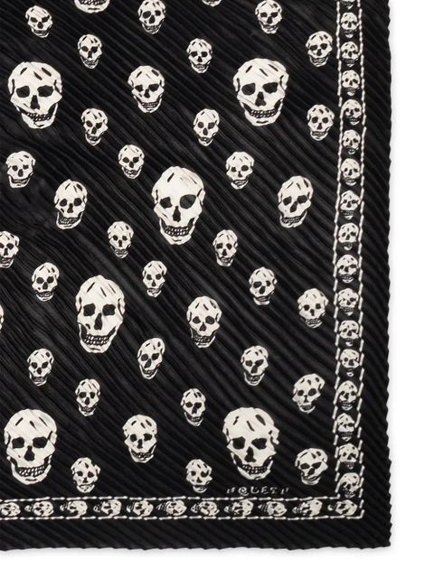 Alexander McQueen skull-print plissé scarf - Black