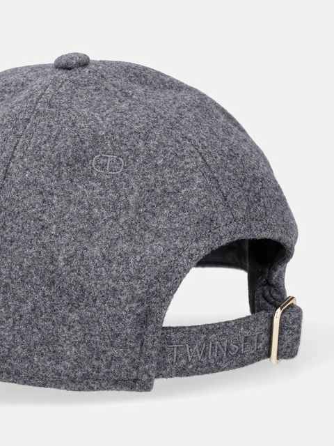 Twinset czapka z daszkiem wełniana kolor szary 252TA4430