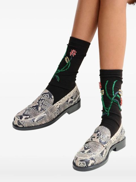 Essentiel Antwerp snake-effect loafers - Black