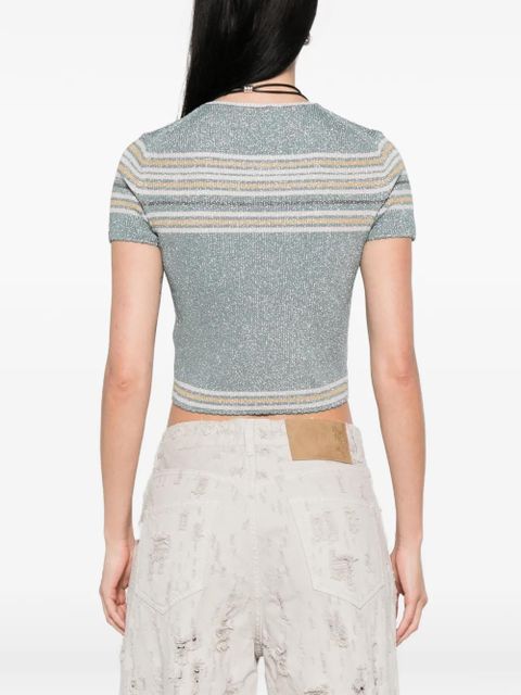 AMIRI logo-embroidered striped top - Blue