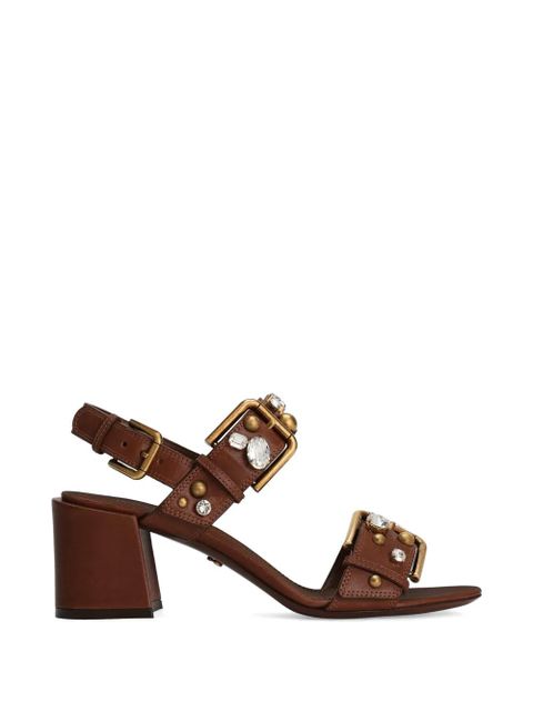 Dolce & Gabbana cowhide Keira sandals with embellishments - Brown - zdjęcie produktu nr 1