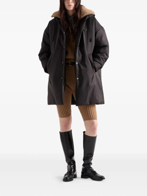 Prada hooded snap-fit fastening coat - Black