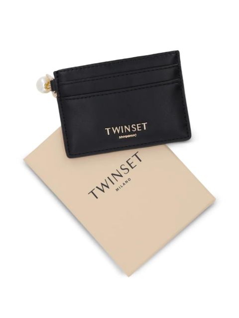 TWINSET faux-pearl charm card holder - Black