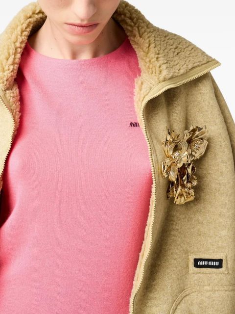 Miu Miu cashmere and silk crew-neck knit top - Pink