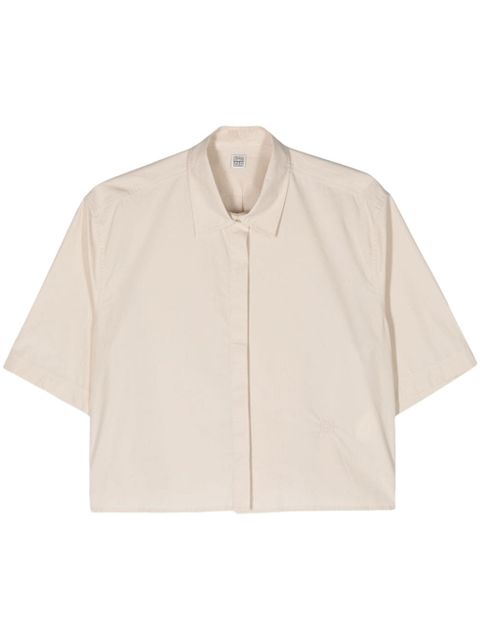 TOTEME Veran organic cotton cropped shirt - Neutrals