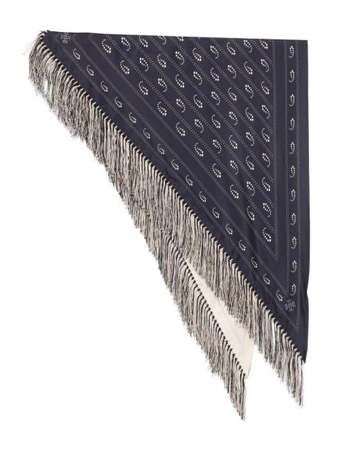 Tory Burch paisley-print fringed scarf - Blue - zdjęcie produktu nr 1