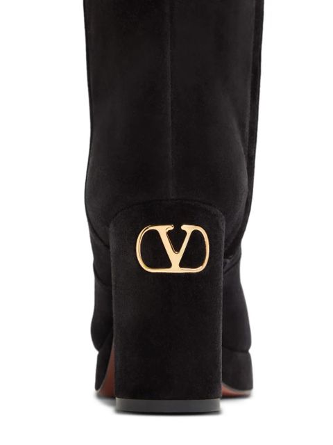 Valentino Garavani 90mm Fawcette platform V-logo boots - Black