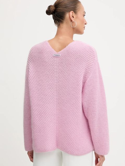 Pinko sweter wełniany damski kolor różowy ciepły 105564 A2S5 - zdjęcie produktu nr 2