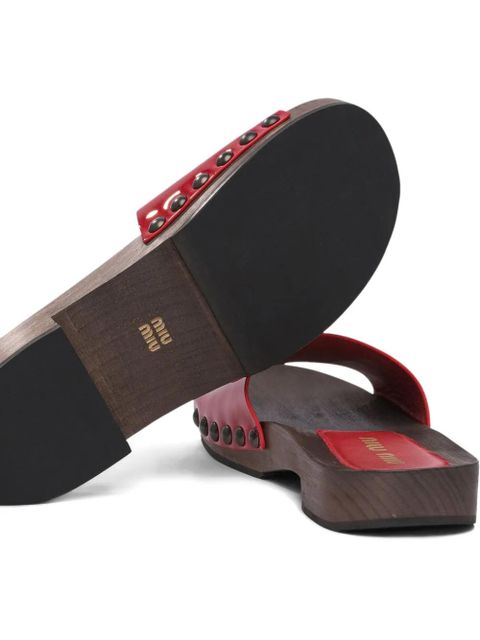 Miu Miu patent-leather studded sandals - Red