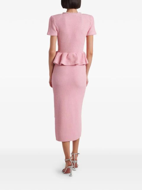 Self-Portrait embellished peplum midi dress - Pink