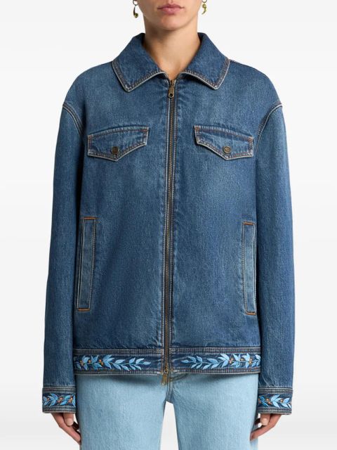 ETRO embroidered zip denim jacket - Blue - zdjęcie produktu nr 2