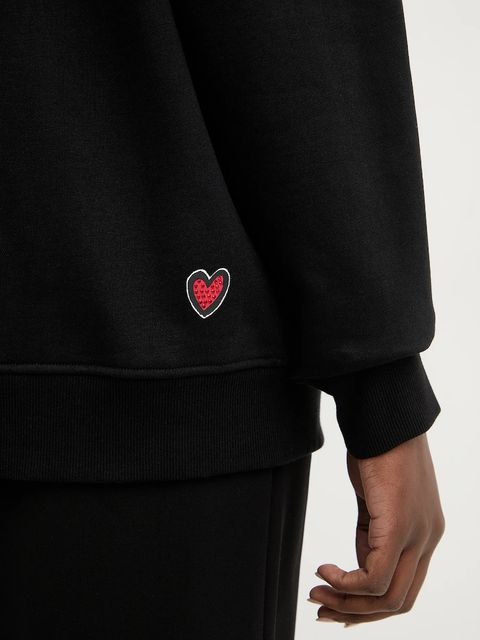 Karl Lagerfeld bluza bawełniana IKON damska kolor czarny z kapturem wzorzysta B1W20030