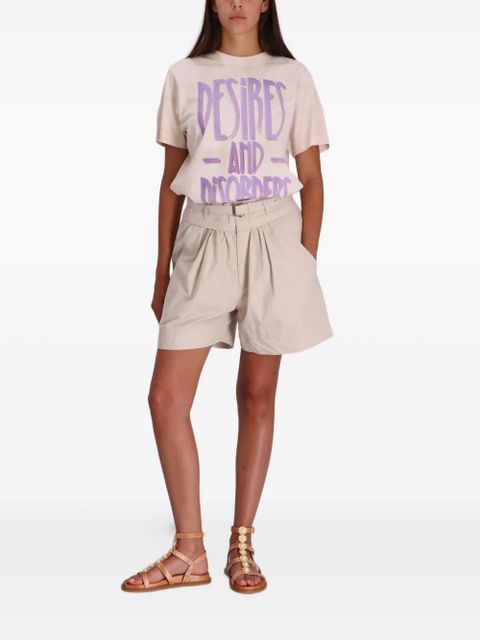 ISABEL MARANT Danica Ga belted pleated shorts - Brown