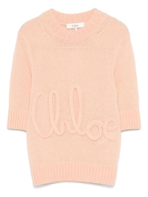 Chloé embroidered-logo sweater - Orange - zdjęcie produktu nr 1