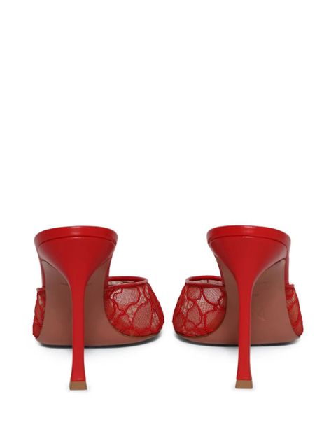 Amina Muaddi 95mm Alexa Lace Slipper sandals - Red