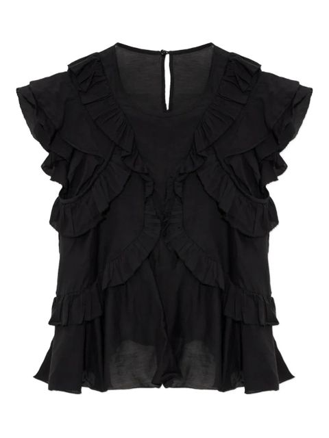 MARANT ÉTOILE Nalou ruffled top - Black
