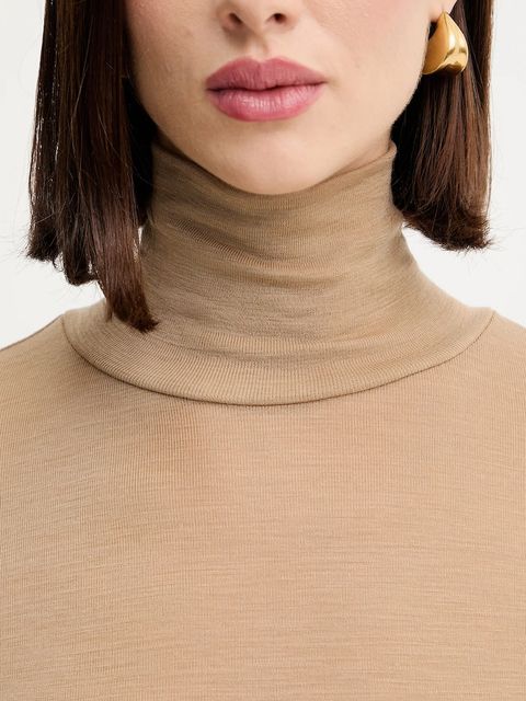 Weekend Max Mara longsleeve z dodatkiem wełny TESEO kolor zielony z golfem 2525946052600