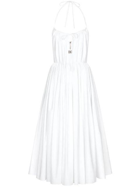 Dolce & Gabbana logo-plaque cotton halterneck dress - White - zdjęcie produktu nr 1