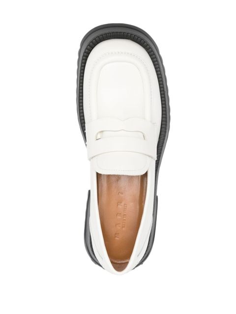 Marni two-tone leather loafers - White