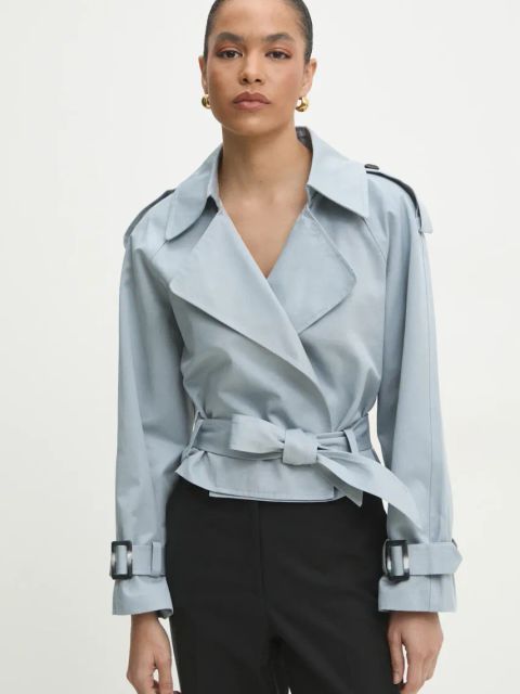 Answear.LAB trencz kolor niebieski przejściowa oversize