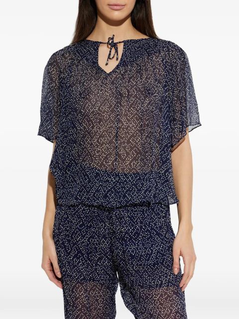 MARANT ÉTOILE Neslya ruffled printed top - Blue