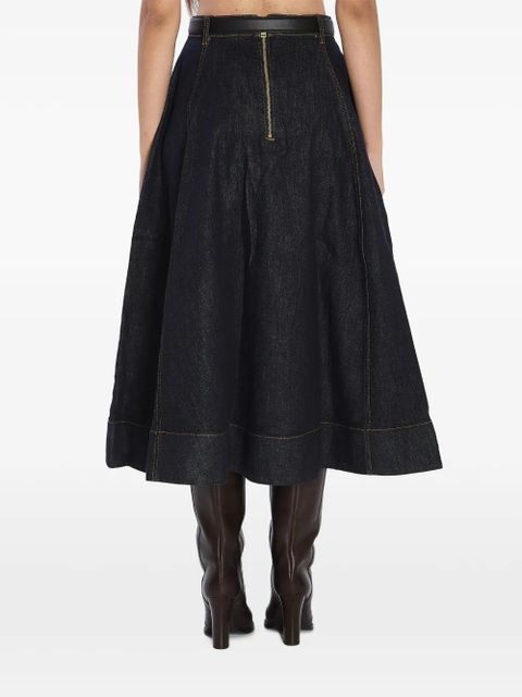 Self-Portrait flared belt midi skirt - Blue