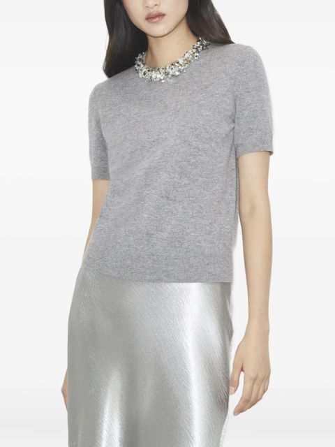 Tory Burch sequin-embellished short-sleeve top - Grey