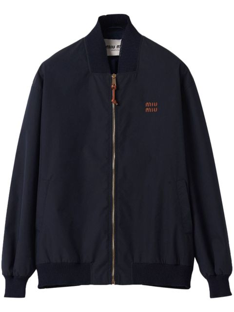 Miu Miu logo-patches bomber jacket - Blue - zdjęcie produktu nr 1
