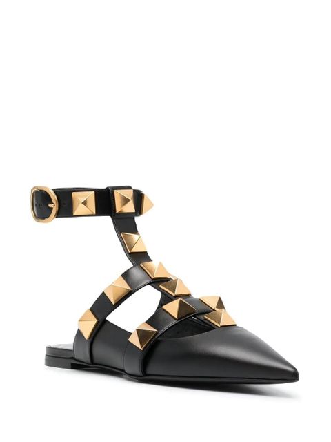 Valentino Garavani Roman Stud pointed-toe ballerina shoes - Black - zdjęcie produktu nr 2