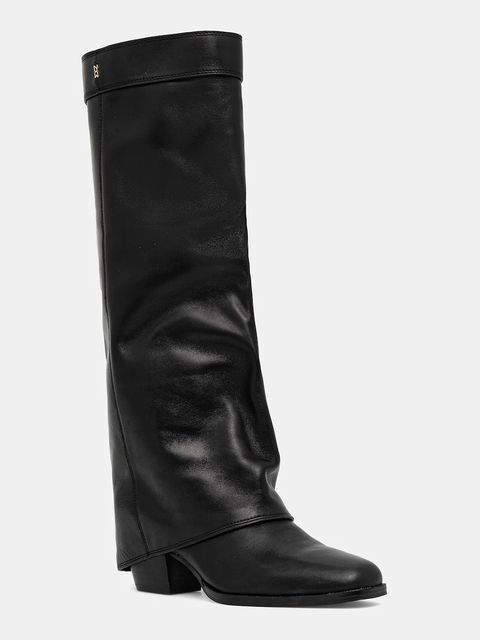 Nokwol kozaki skórzane Weather Black Leather damskie kolor czarny na słupku Weather Black Leather - zdjęcie produktu nr 1