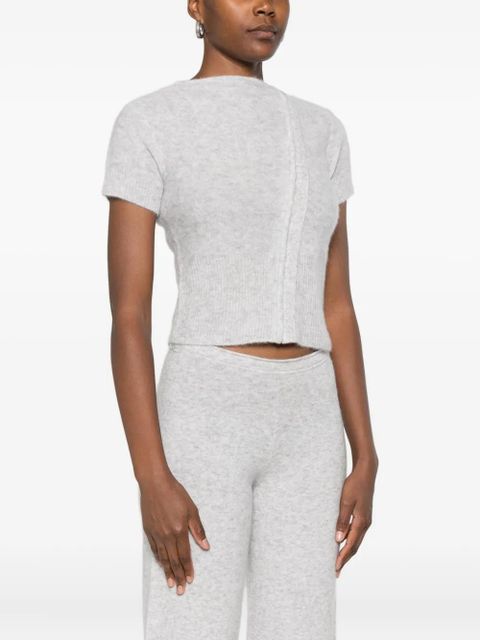 Aya Muse zip-up knitted T-shirt - Grey