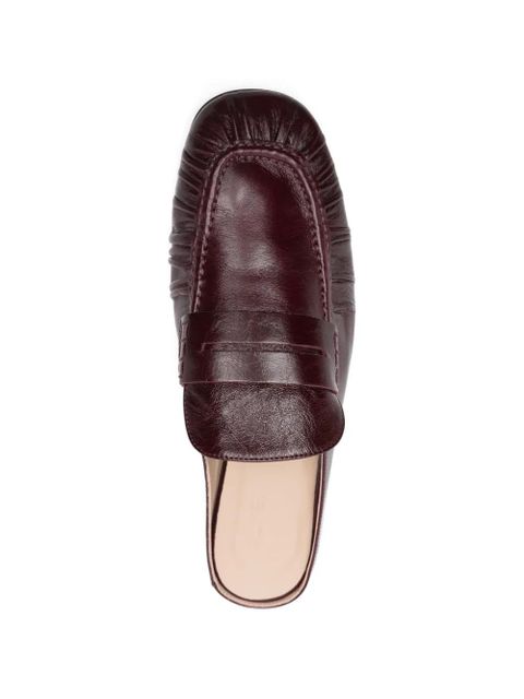 Alysi fringed leather flat mules - Purple