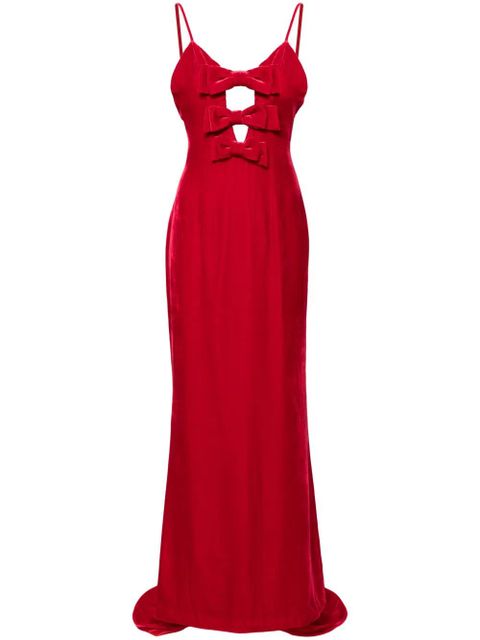 Alessandra Rich bow velvet gown - Red - zdjęcie produktu nr 1