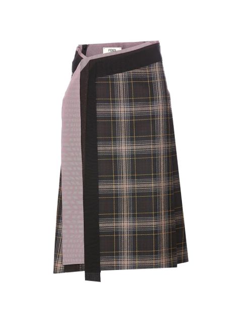 FENDI plaid-pattern midi skirt - Brown - zdjęcie produktu nr 1